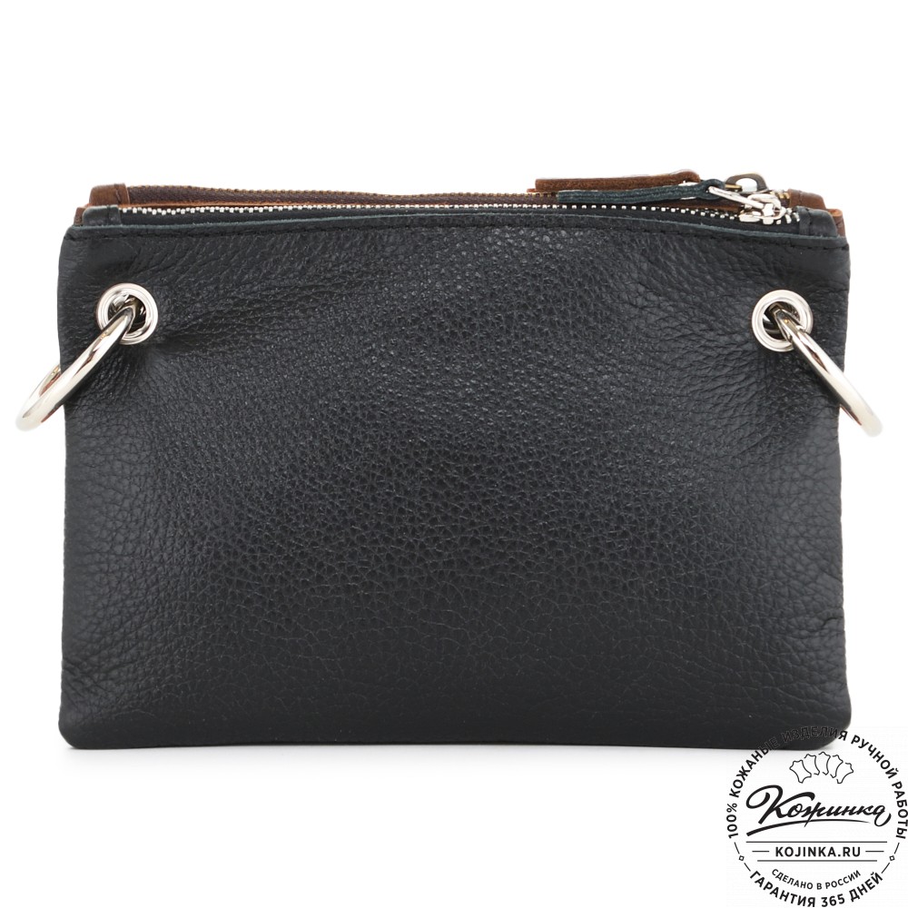 Женская кожаная сумка "Трио" (рыжий/коричневый/черный) 